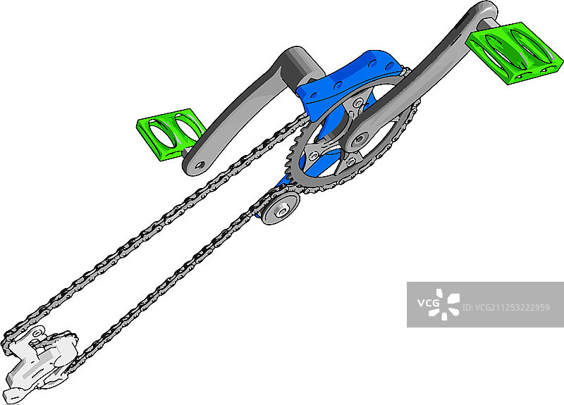 带绿色脚踏的自行车灰色曲柄组图片素材