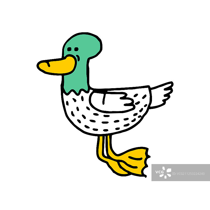 卡通鸭子水鸟绘画图片素材