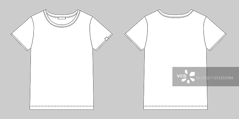 男女通用T恤技术草图图片素材