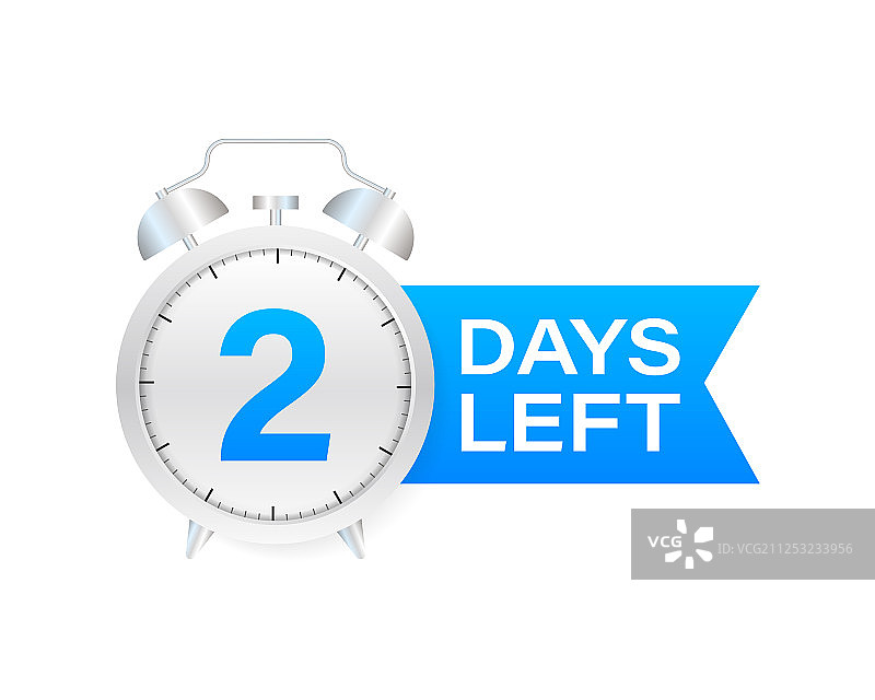 白色背景上的闹钟还剩2天图片素材