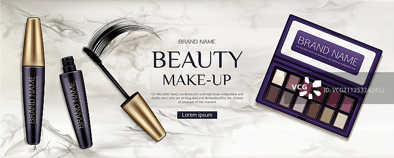 眼影盘睫毛膏化妆刷图片素材