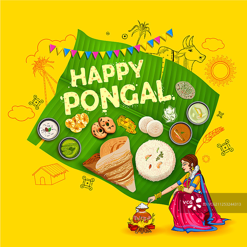 快乐的泰米尔丰收节图片素材