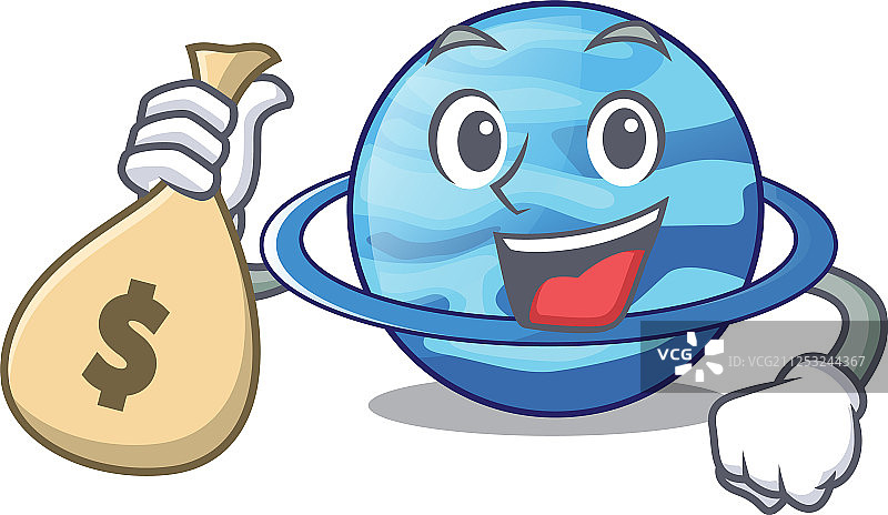 卡通化的天王星拿着钱袋图片素材
