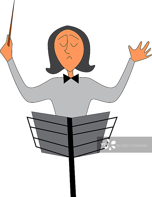 白色背景上的乐队指挥肖像图片素材