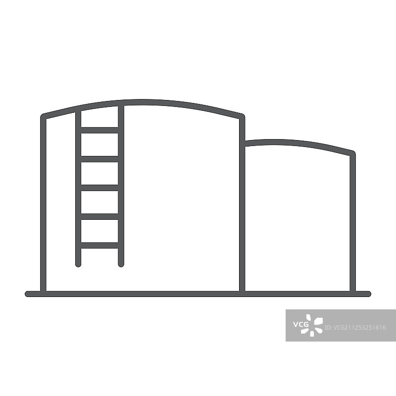 石油储存细线图标，燃料和工业油图片素材