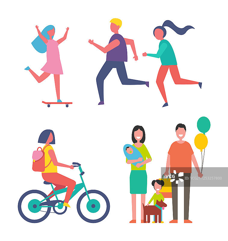 家人和跑步情侣图片素材