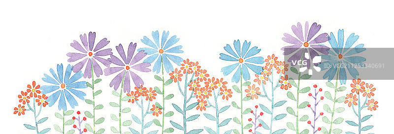 唯美水彩插画-装饰边框花卉图片素材