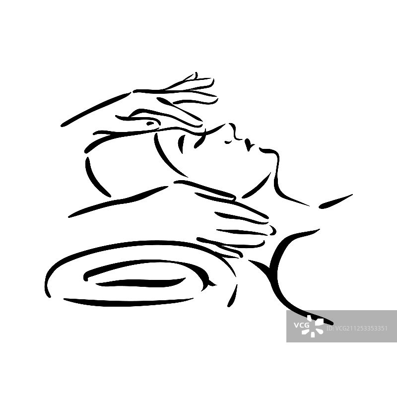 手绘SPA面部按摩图片素材