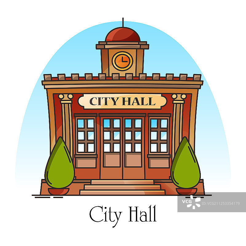 细线城市政厅政府大楼图片素材