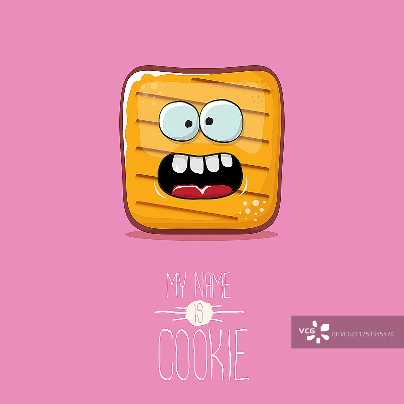 粉红色背景上的有趣饼干角色图片素材