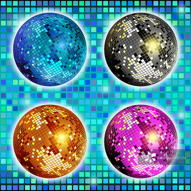 蓝色金色银色粉色迪斯科球合集图片素材