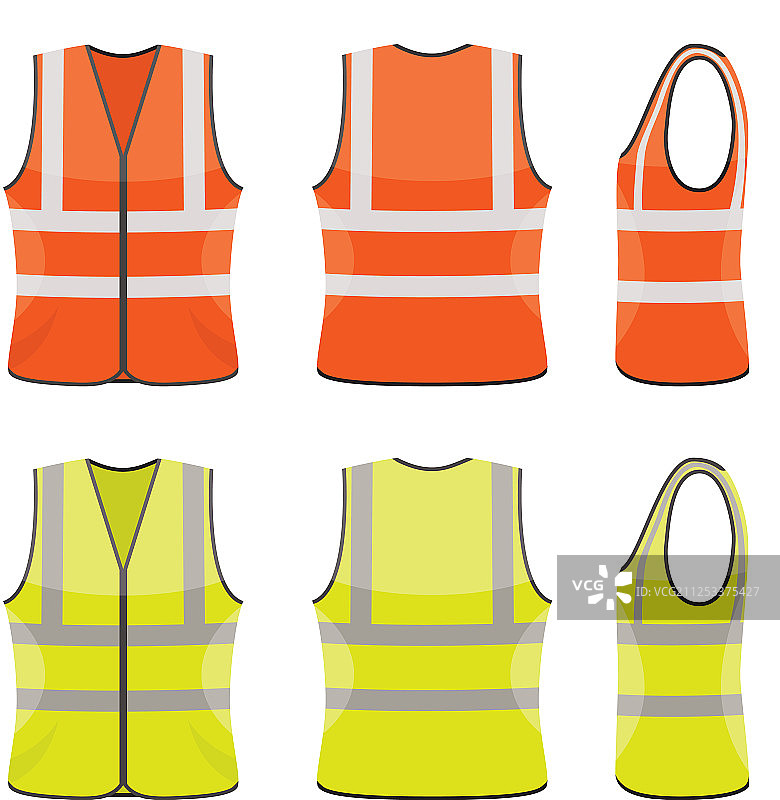 橙色和黄色安全背心合集图片素材