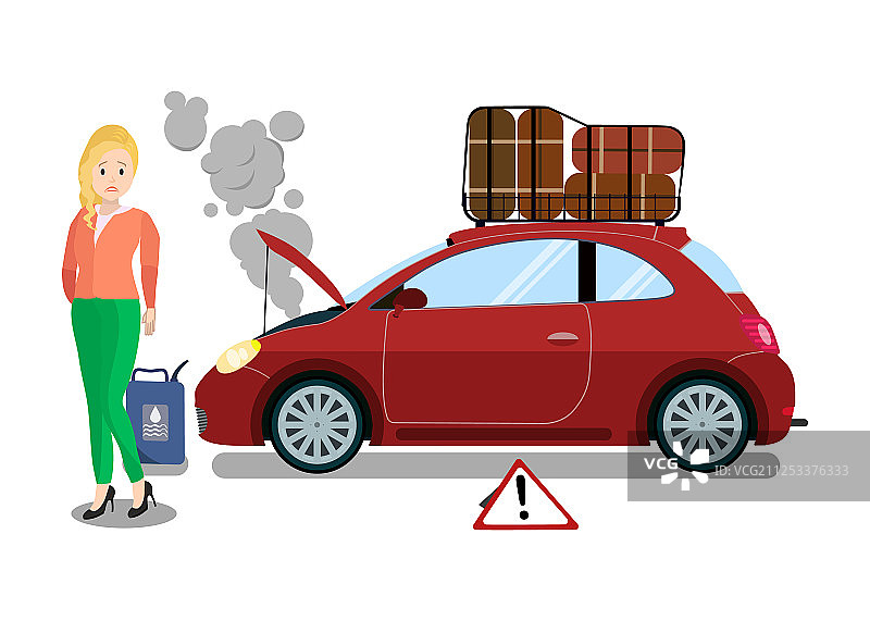 自驾游车辆故障轮胎漏气图片素材