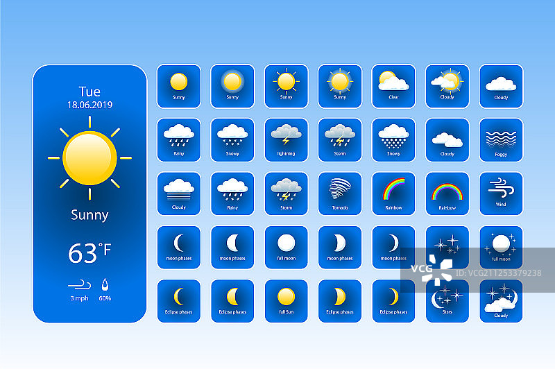 所有天气图标的集合图片素材