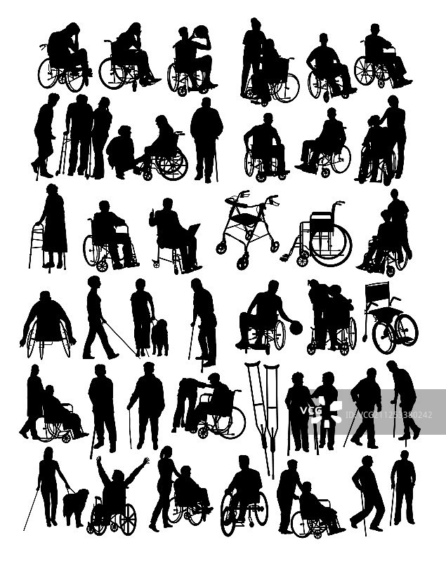 残疾人活动剪影图片素材