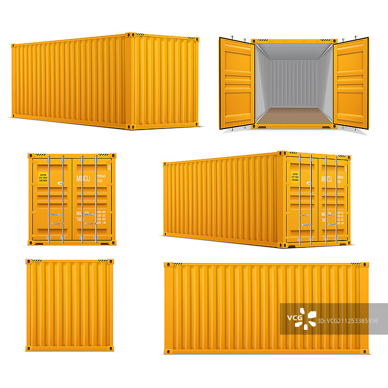 逼真黄色货运集装箱图片素材
