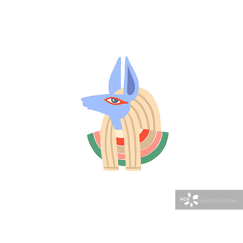 手绘时尚风格的埃及神阿努比斯图标图片素材
