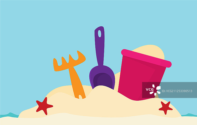 扁平风格的海滩玩具图片素材