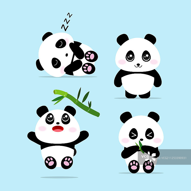 可爱熊猫卡通套装概念图片素材