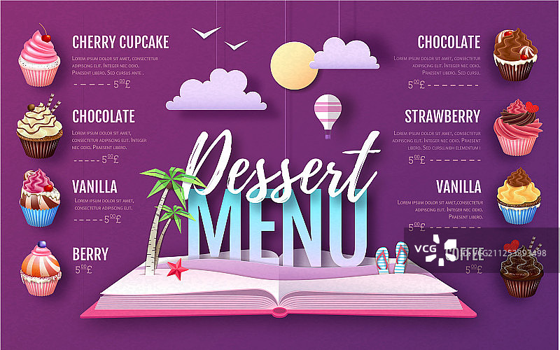 甜点纸杯蛋糕菜单设计图片素材