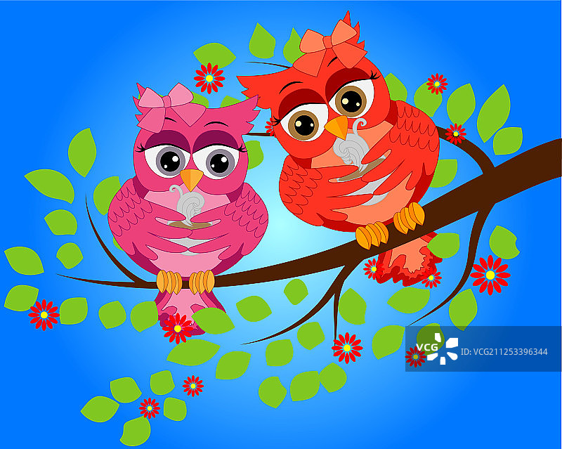 卡通粉色蝴蝶结猫头鹰图片素材