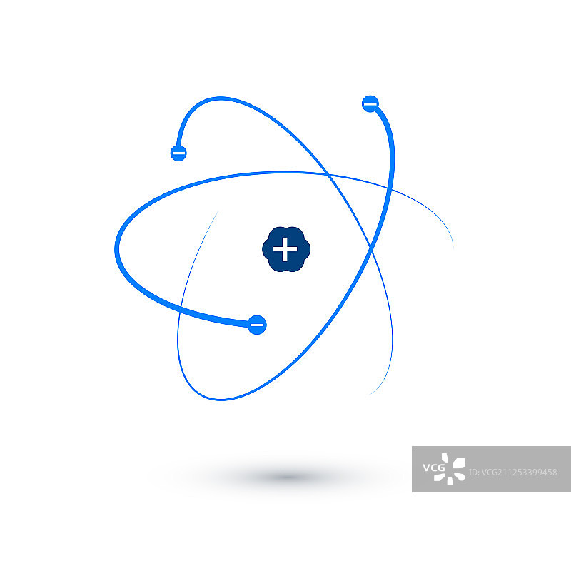 原子结构蓝色原子图标，白色背景图片素材