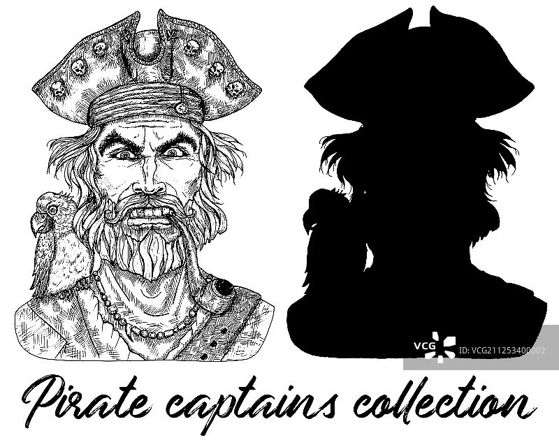 愤怒的海盗船长剪影图片素材