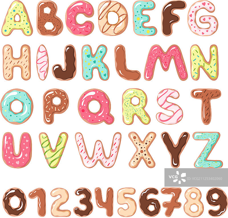 白色背景上的甜甜圈字体图片素材