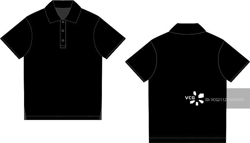 黑色Polo衫设计模板（正面和背面）图片素材