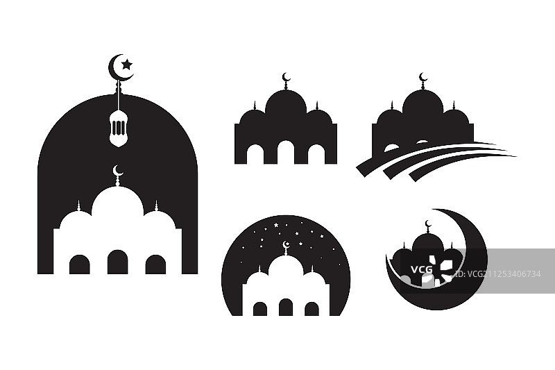 清真寺穆斯林图标设计模板图片素材