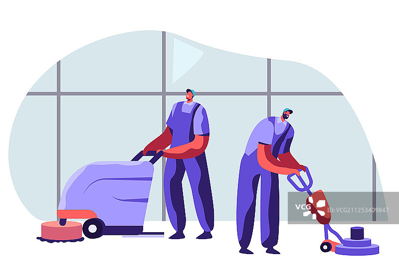 穿制服的清洁公司男员工图片素材