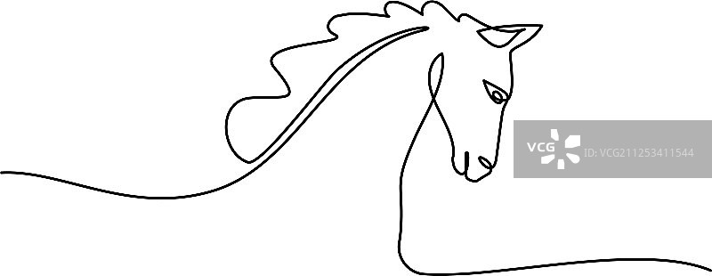 马头logo连续单线画图片素材