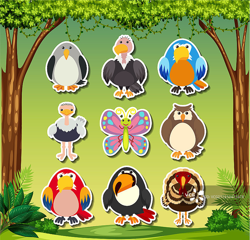 动物贴纸套装图片素材