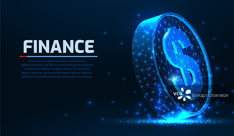 3D现代抽象线框美元硬币图片素材