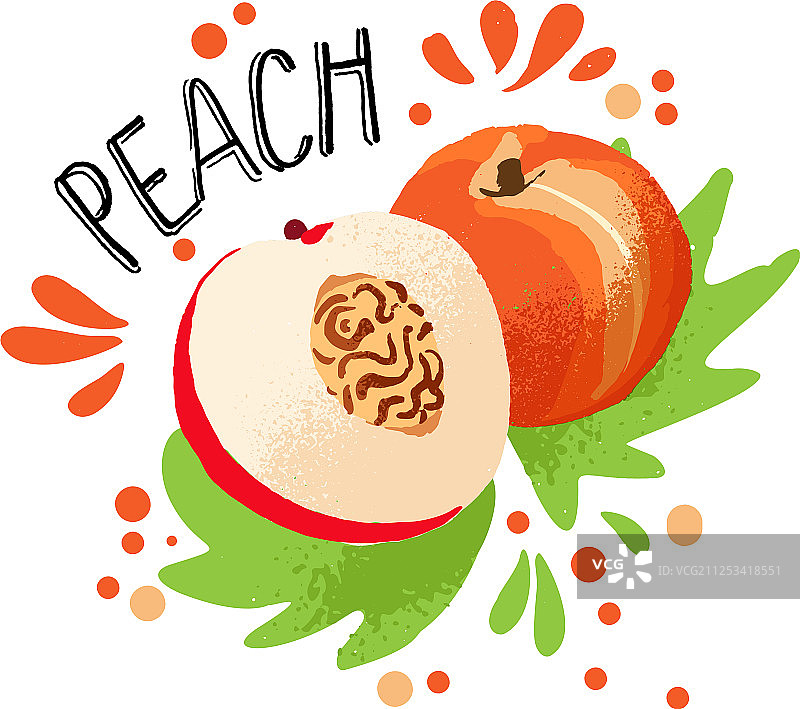 手绘彩色桃子图片素材