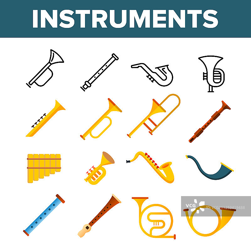 风乐器彩色图标集图片素材