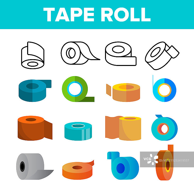 彩色胶带卷图标合集图片素材