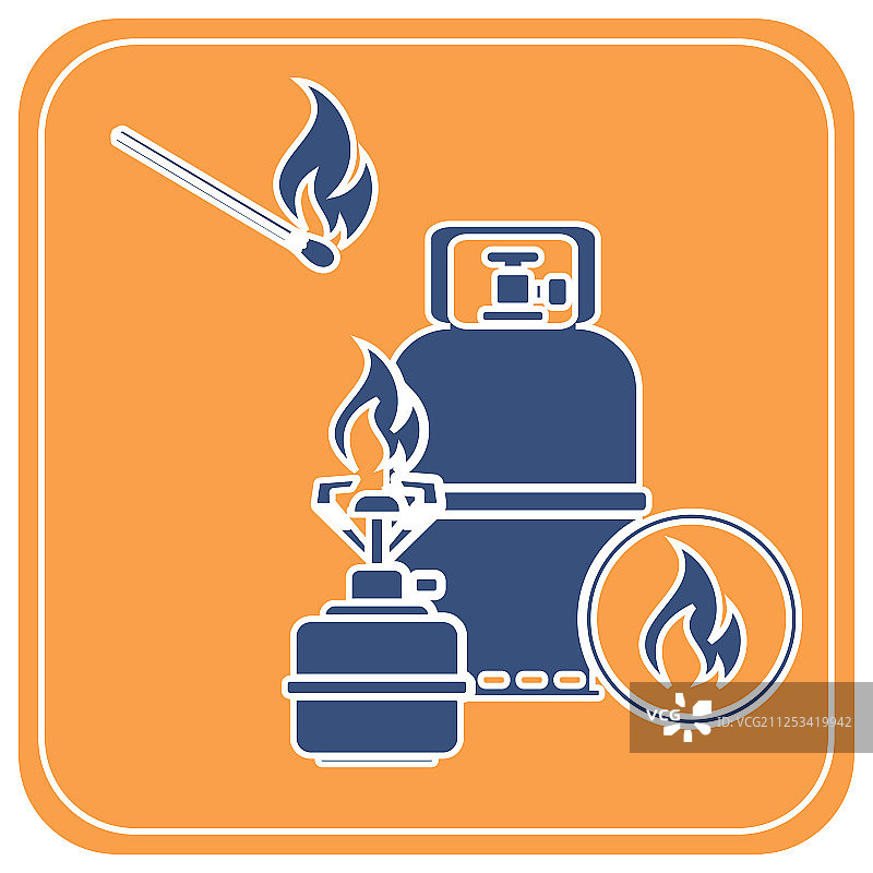 野营炉与煤气瓶图标图片素材