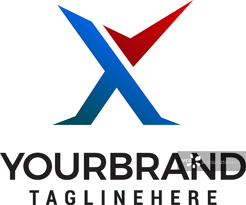 对勾X字母标志设计概念模板图片素材