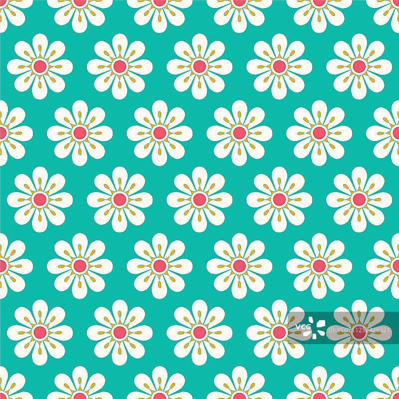 绿色背景上的雏菊花朵插画图片素材