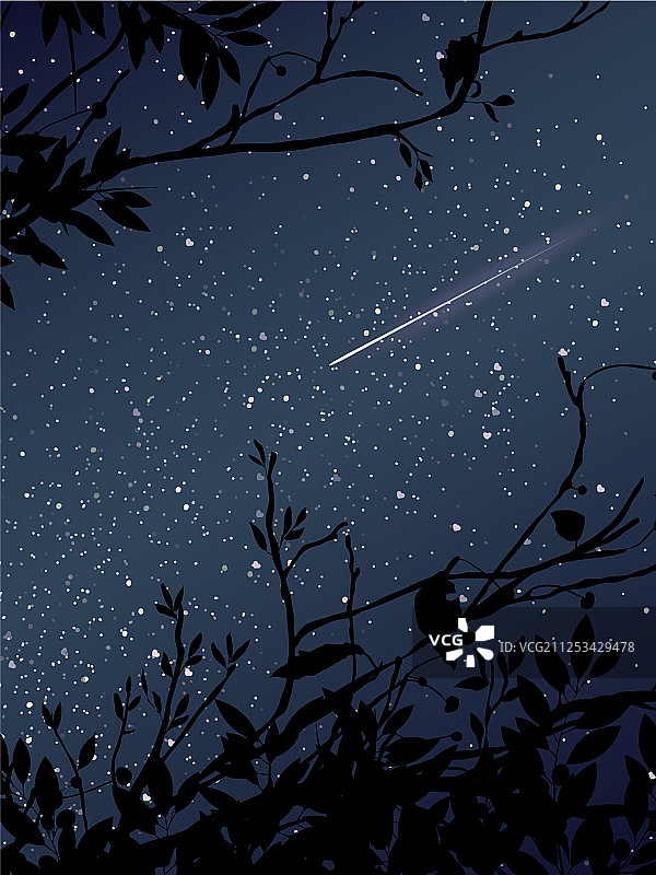 夜空流星树木星空图片素材