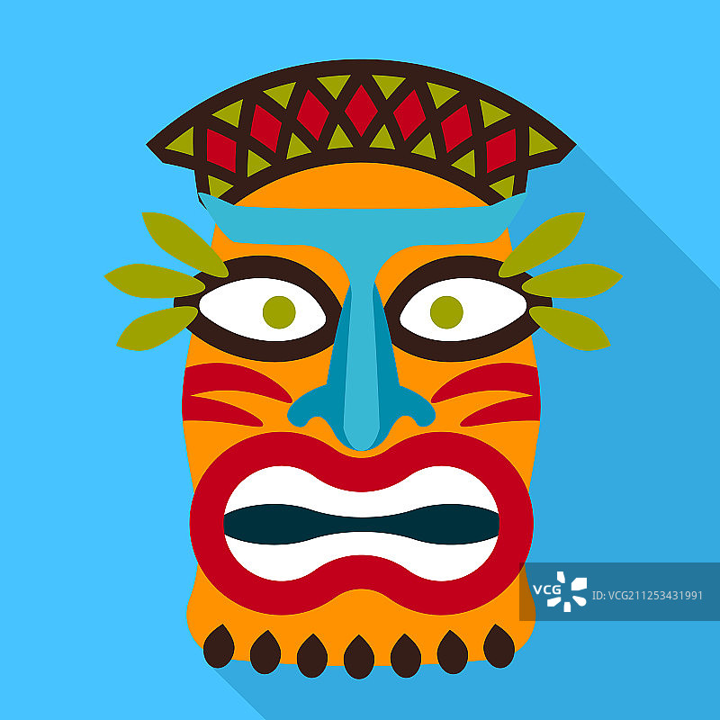 扁平风格的阿兹特克木制神像图标图片素材