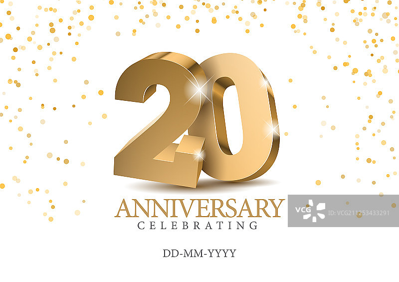 周年纪念20金色3D数字图片素材