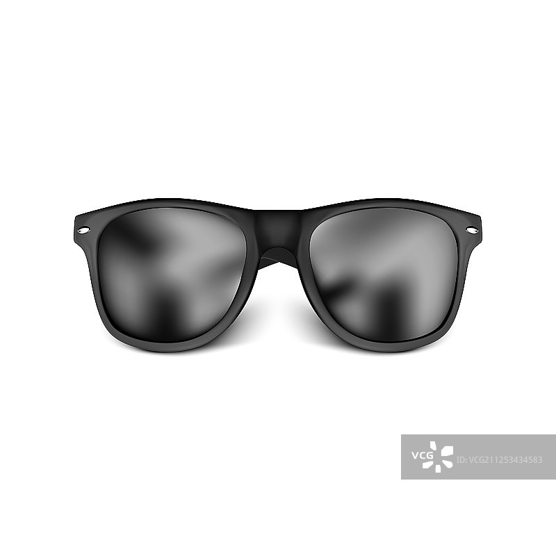 逼真的黑色太阳镜，白色背景图片素材