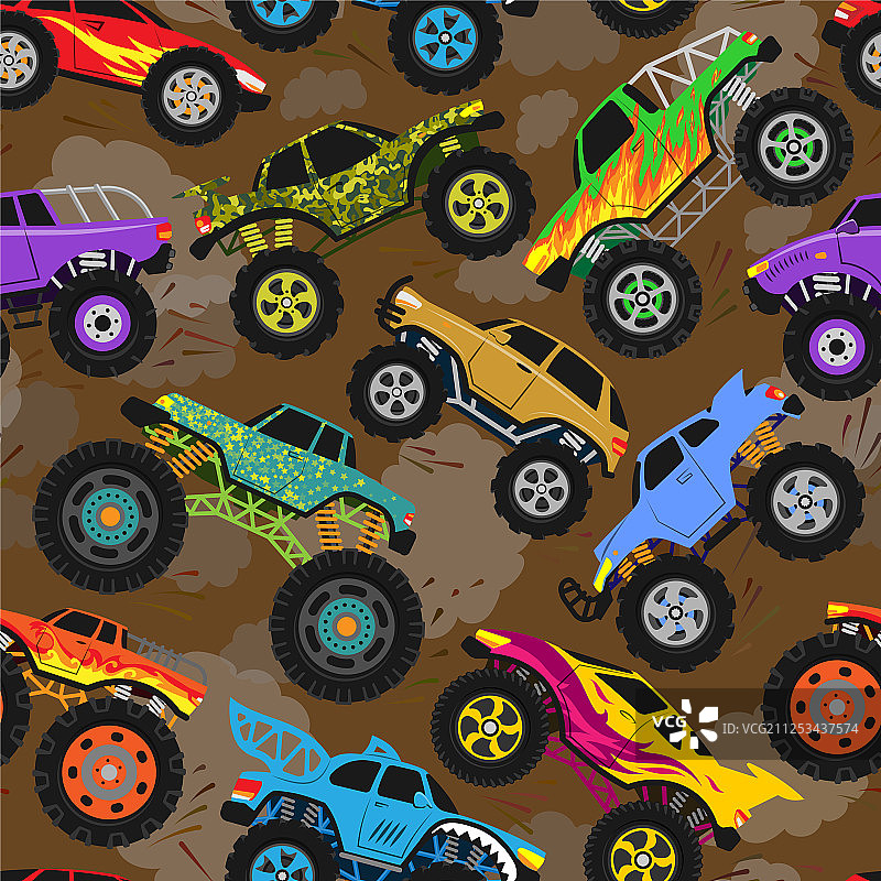 怪物卡车表演卡通车图片素材