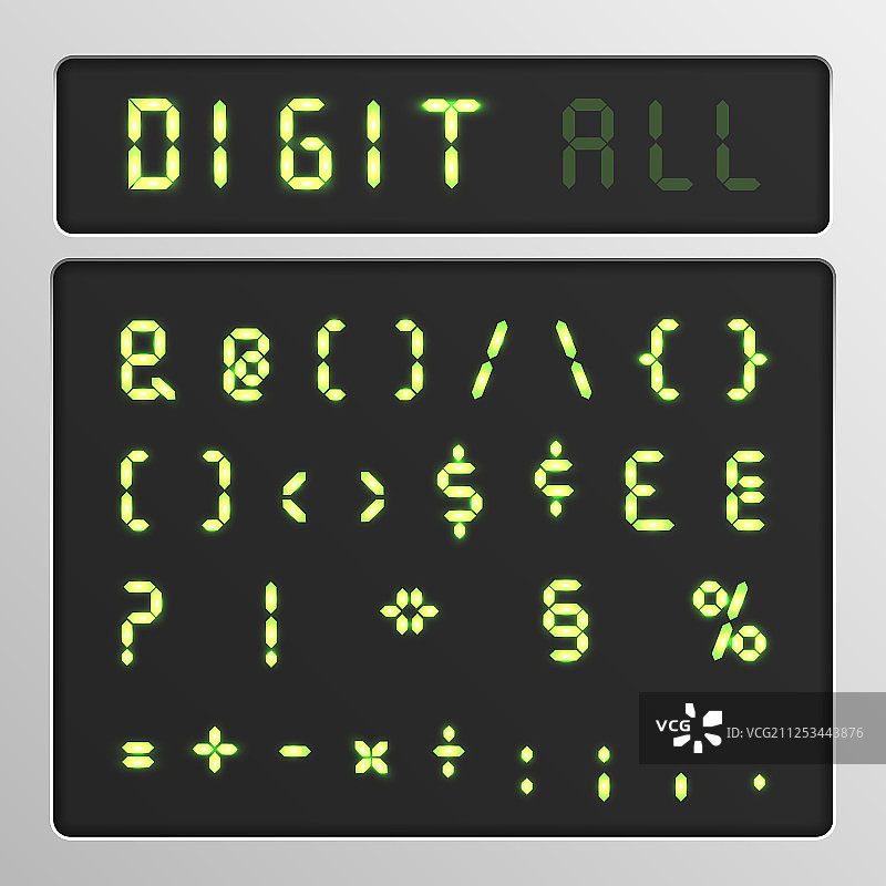 屏幕上的字体数字字符集图片素材