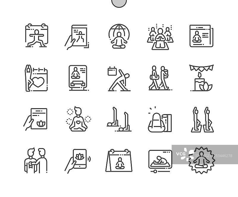 国际瑜伽日细线图标图片素材