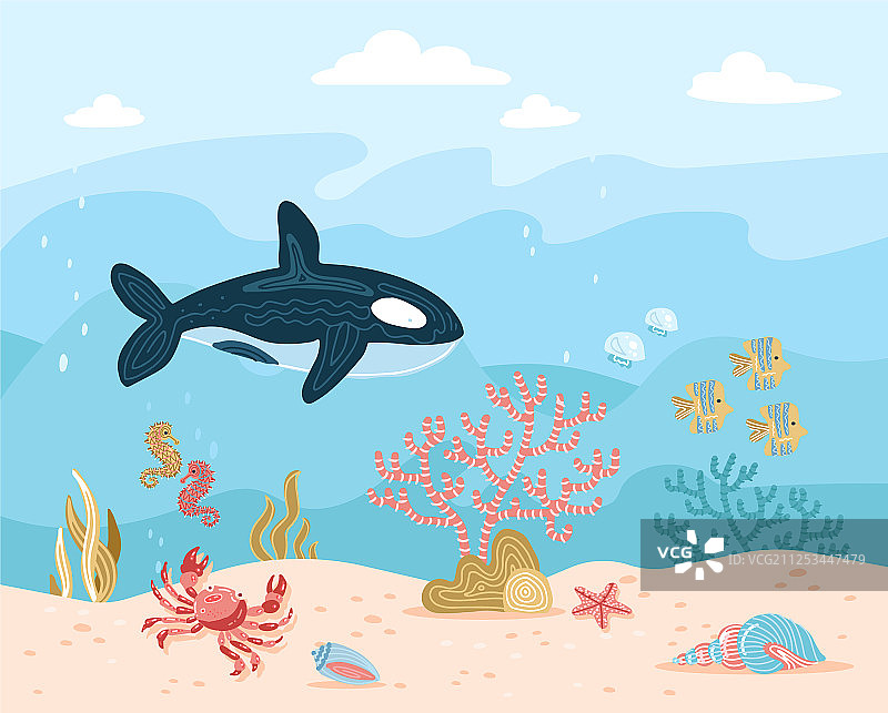 手绘卡通水下图案图片素材