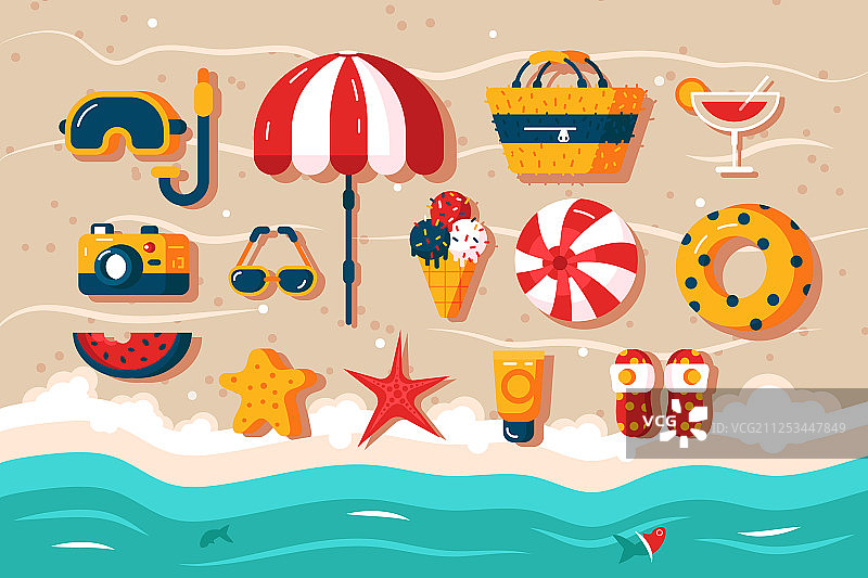 各种海滩配件套装图片素材
