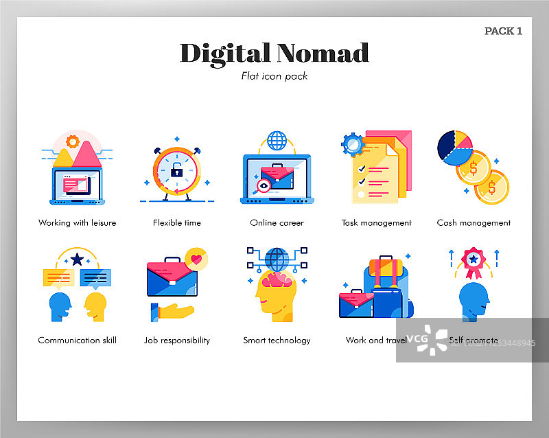 数字游民图标扁平包图片素材